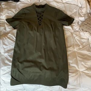 Short sleeve free suede dress